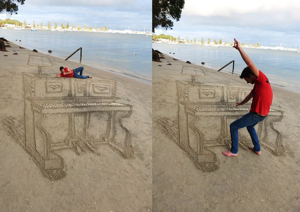 Eye-Opening 3D Art in the Sand that Feels Like Sharing