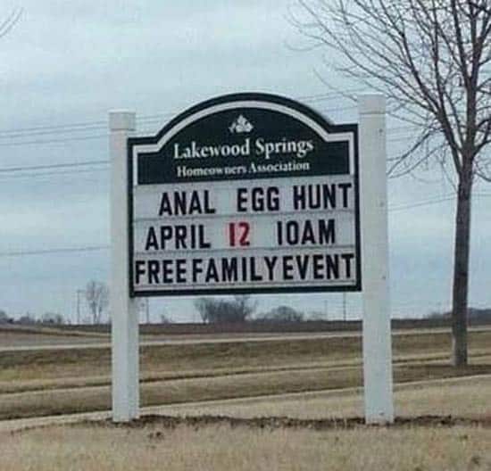 ANAL EGG HUNT Funny Sign