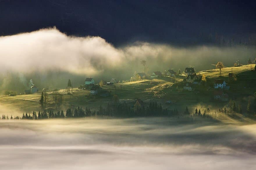 At the dawn Beskidy – Poland Misty Villages