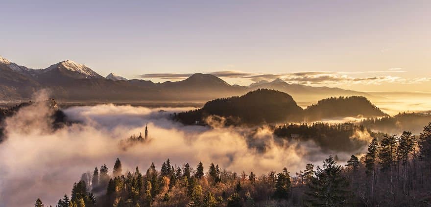 Awesome Sunrise Lake Bled of Slovenia
