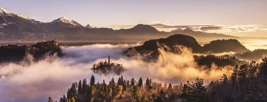 Awesome Sunrise Lake Bled of Slovenia