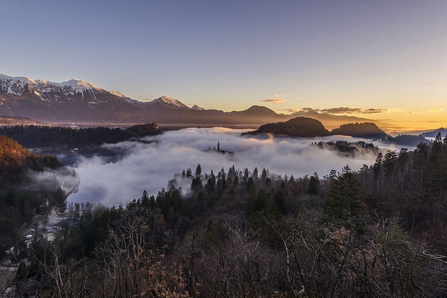 Awesome Sunrise Lake Bled of Slovenia