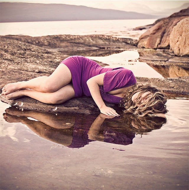 Beautiful Purple Lady Water Reflections