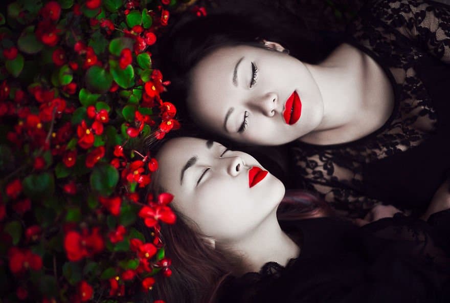 Beautiful sisters Thu and Ha Surreal Portraits