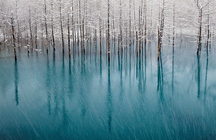 Blue Pond In Japan Frozen Lakes