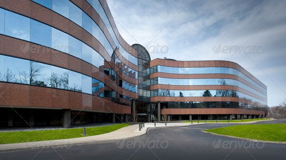 Modern office building in brick and glass architecture