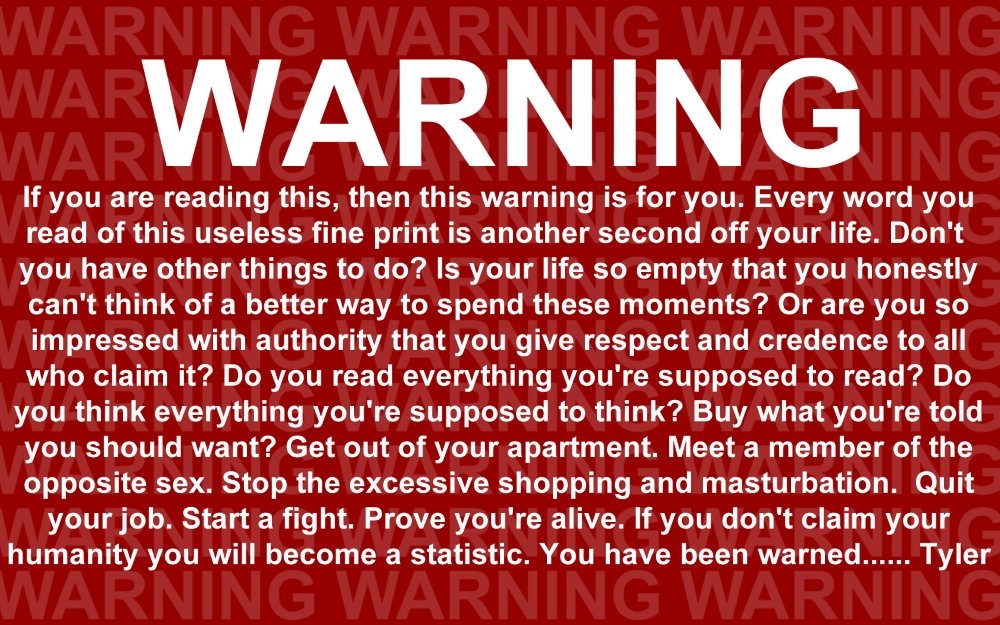Fight Club Facts Warning Text