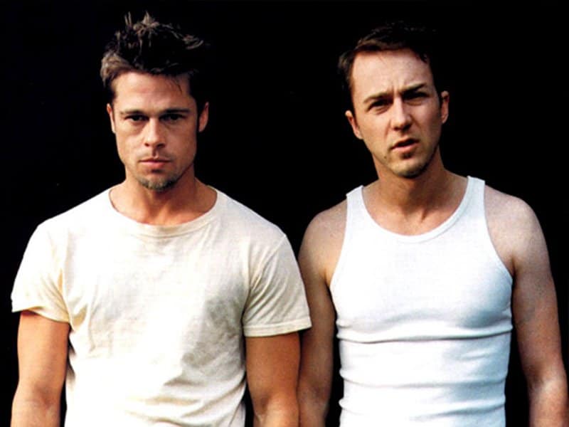 Fight Club Surprising Stories From Behind the Scenes - Tyler Durden and Narrator looking mad