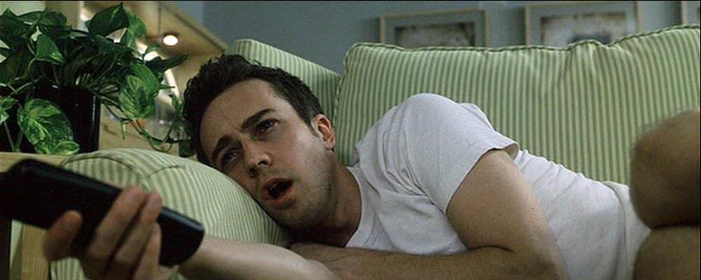 Fight Club Surprising Stories From Behind the Scenes - Norton on Couch