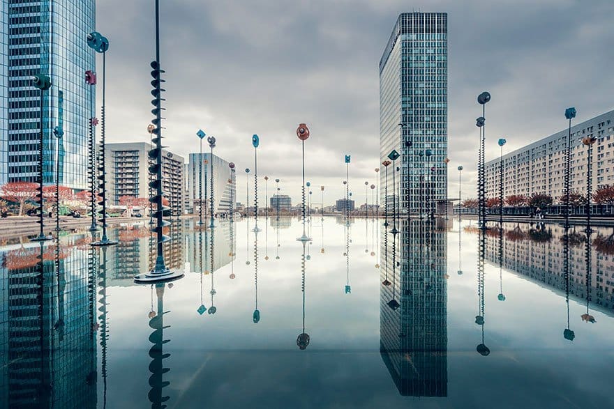 La Defense, Paris Water Reflections