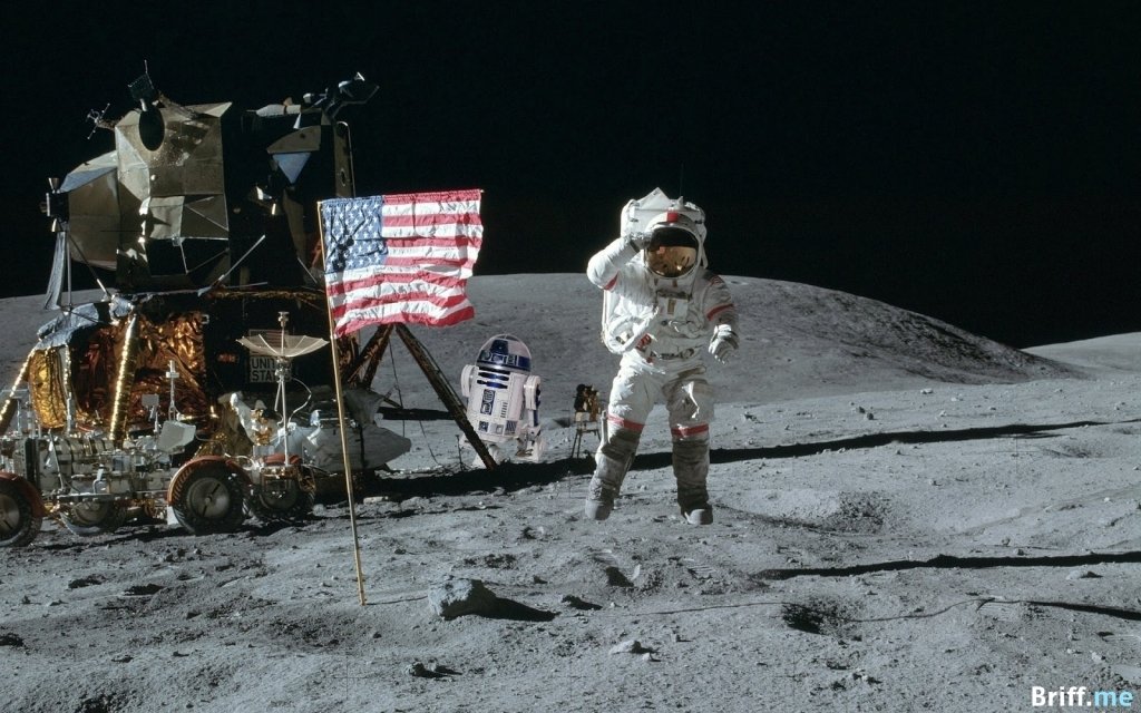 Moonlanding with R2D2 from Star Wars - Briff.me