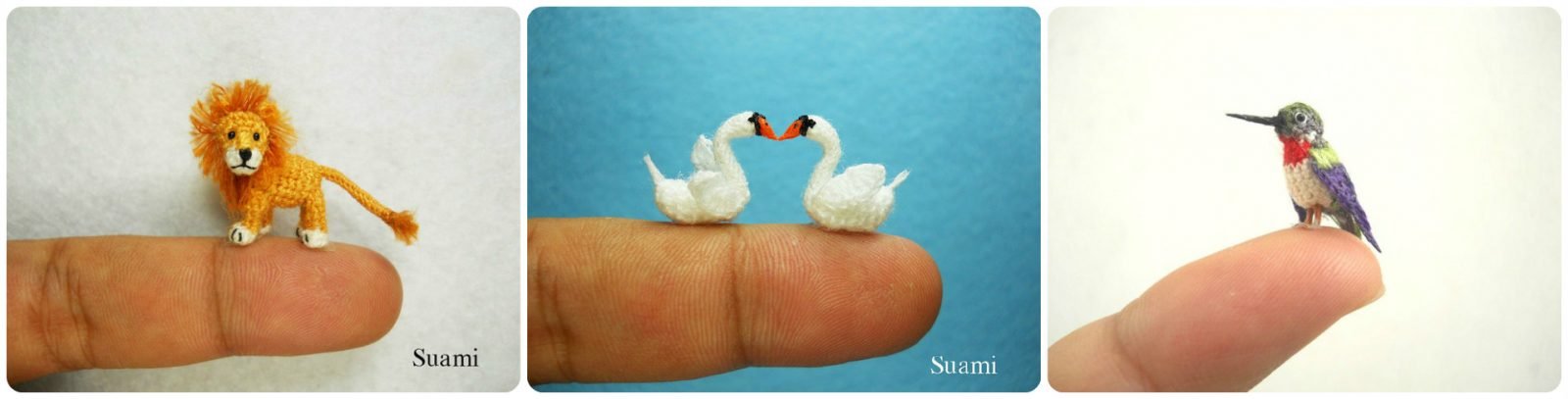 Adorable stuffed animal created from tiny crochet
