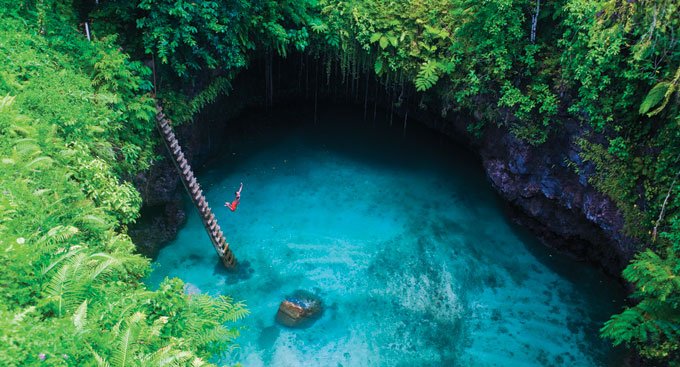 To Sua Ocean Trench in the Lotofaga village on the south coast of Upolu, Samoa Unusual Places