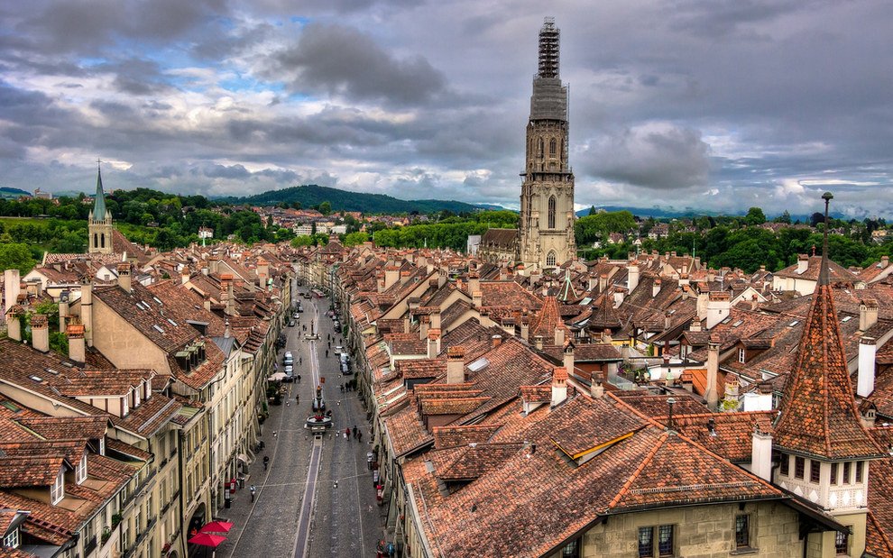Town view with a spectacular sky Stunning Switzerland