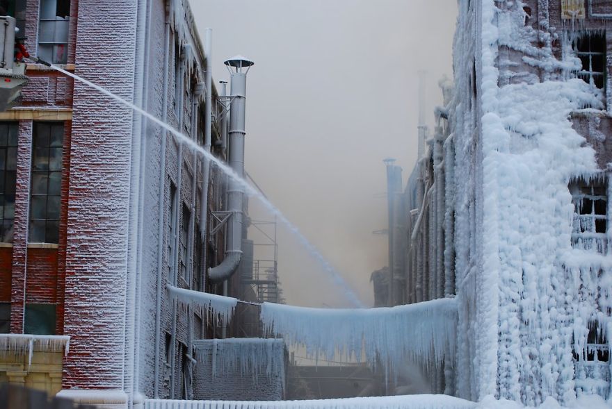 While Firemen Were Putting Out A Fire In Chicago, The Water Froze And Coated Everything In Ice, Chicago, Illinois Photo Contest