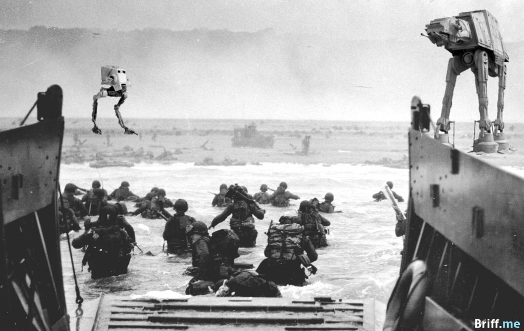 WWII D Day Landing Battle with Walker and ATTE Tanks from Star Wars - Briff.me